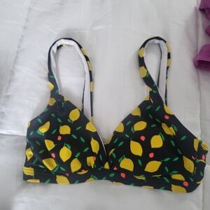 Boden Lemon Print Bikini Top Size 4